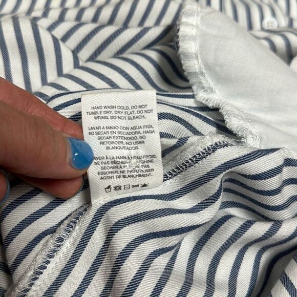 Thread & Supply Blue & White Stripe Button Front Dress Size Large - Picture 7 of 7